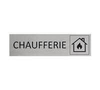 Plaque de porte CombiCraft Chaufferie en aluminium 165 x 45 mm avec ruban adhésif