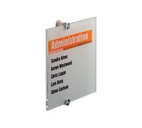 Durable 482419 Plaque de Porte Plaque en Cristal, 210 x 210 mm, avec Insert en Feuille Imprimable, Transparent