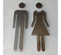 Plaque de porte de salle de bain élégante pour homme et femme, idéale pour les espaces commerciaux et les toilettes publiques (argent)