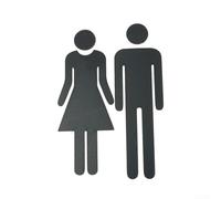 Plaque de porte de salle de bain élégante pour homme et femme, parfaite pour les espaces commerciaux et les toilettes publiques (noir)