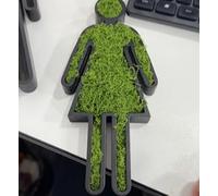 Plaque de porte de WC avec véritable mousse - Pour toilettes d'invités, toilettes publiques, salle de bain - Décoration naturelle en mousse