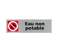 Plaque de porte eau non potable, 170x50 mm (17x5 cm), adhésif aspect aluminium brossé