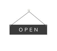 Plaque de porte élégante à suspendre, ouverte/fermée, 30 x 8 cm, en aluminium/dipond, ouverte/fermée, avec ventouse, double face, noire