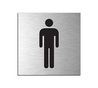 Plaque de Porte en Aluminium brossé - WC Hommes | 120x120 mm | No.17137-S