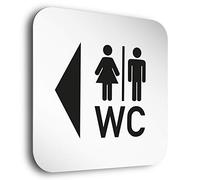 Plaque de porte en aluminium • Plaque WC gauche • Dimensions : 150 x 150 mm • Particularité : les entretoises invisibles de 5 mm confèrent à la plaque de porte un effet flottant exclusif.