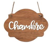 Plaque de porte en bois avec ventouse et cordelette Panneau ouvert fermé Chambre Bois Foncé