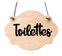 Plaque de porte en bois avec ventouse et cordelette Panneau ouvert fermé, pancarte toilettes, salle de bain... -