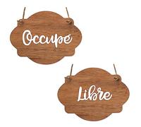 Plaque de porte en bois avec ventouse et cordelette Panneau ouvert fermé, pancarte toilettes, salle de bain... -