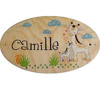 Plaque de Porte en bois personnalisée pour une Chambre d'enfant - Le prénom de la plaque en bois est personnalisable - cadeau de naissance personnalisé bébé Décoration (Sophie la Girafe)