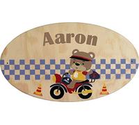 Plaque de Porte en bois personnalisée pour une Chambre d'enfant - Le prénom de la plaque en bois est personnalisable - cadeau de naissance personnalisé bébé Décoration (Moto)