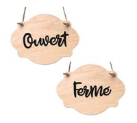Plaque de porte en bois - SIGNALETIQUE.BIZ FRANCE - Ouvert / Fermé - Bois Clair