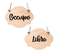 Plaque de porte en bois - SIGNALETIQUE.BIZ FRANCE - Panneau ouvert fermé - Bois clair