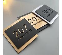 Plaque de porte extérieure en acrylique 3D flottante, numéro de maison personnalisé, signalisation numérique résidentielle pour dortoir 2