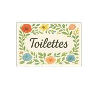 Plaque de porte fleurie en métal toilettes