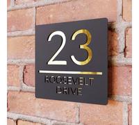 Plaque de porte murale moderne en acrylique 3D - Plaque de porte en acrylique noir et miroir - Plaque de porte personnalisable pour la maison ou le bureau, résistante aux intempéries