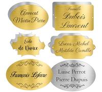 Plaque de Porte, Plaquette de Portail, Plaque Professionnelle ou Entreprise | Dorée ou Argentée | Personnalisable en Stratifié Plastique pour Intérieur & Extérieur
