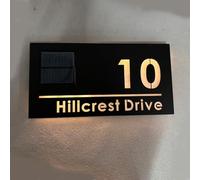 Plaque de porte solaire personnalisée Plaque d'adresse éclairée avec DEL Panneau lumineux 3D pour extérieur et cour (7 couleurs)