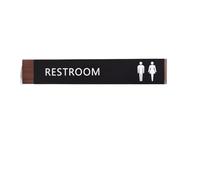 Plaque de porte toilette en aluminium et bois | Noir 32x6cm salle de bains bureau restaurant église maison: tenture murale for hommes et femmes(C)