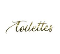Plaque de porte Toilettes, plexi or 4 mm, texte décoratif adhésif 3D