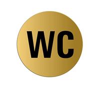 Plaque de Porte - WC Texte Ø 75 mm Plaque signalétique Aluminium aspect laiton