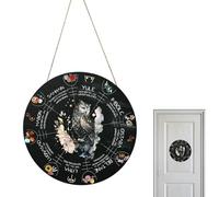 Plaque de porte Wicca en bois - 30,5 cm - Vintage - Motif roue de l'année - Décoration murale - Calendrier de sorcière - Cadeau de pendaison de crémaillère