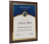 Plaque de présentation de certificat de 26,7 x 33 cm - Offert en bois de cerisier enduit avec un cadre doré de 21,6 x 27,9 cm - Faites glisser votre diplôme, certificat de récompense, récompense de