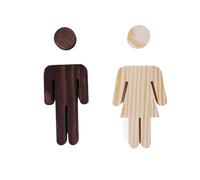 Plaque de Propreté Porte Panneaux de porte salle bains en bois massif, 2 pièces/se, décoration toilettes Antique, plaque signalisation WC, auto-adhésive(Color 8)