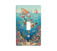 Plaque de protection décorative pour interrupteur de plongée en forme de chat du Bengale, 1 interrupteur électrique, impression sous-marine pour chambre