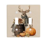 Plaque de protection d'interrupteur en forme de cerf d'automne, décoration d'automne marron rustique pour accessoires de maison, plaques murales en thermoplastique, taille standard à double bascule