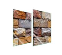 PLAQUE DE PROTECTION EN VERRE POUR CUISINE 2x35x52 BRIQUE