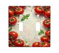 Plaque de protection pour double interrupteur de cuisine, motif feuilles de vigne rustiques naturelles, en plastique rouge d'été, taille standard, pour salon, chambre à coucher, décoration de bureau