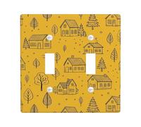 Plaque de protection pour double interrupteur de maison, feuille d'arbre rustique d'automne en plastique jaune taille standard pour maison, salon, chambre à coucher, salle de bain