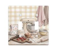 Plaque de protection pour double interrupteur de mixage, rustique, fraises, œufs, en plastique beige automne, taille standard, pour nouvel appartement, maison, chambre à coucher, bureau