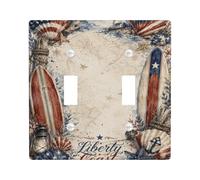 Plaque de protection pour double interrupteur de planche de surf, motif phare vintage côtier à air chaud, boules flottantes en plastique rouge d'été, taille standard, pour décoration de maison, salon