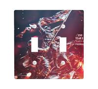 Plaque de protection pour double interrupteur - Drapeau patriotique héroïque - Indépendance du feu - Plastique rouge - Taille standard - Décoration pour maison, salon, chambre à coucher, salle de bain