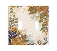 Plaque de protection pour double interrupteur, motif floral vintage, feuille et fleur, automne, en plastique beige chaud, taille standard, décoration pour maison, salon, nouvel appartement