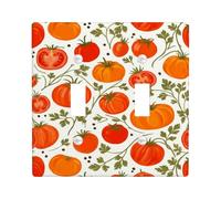 Plaque de protection pour double interrupteur mural en plastique rouge d'été avec feuilles de coriandre modernes et saisonnières - Taille standard - Décoration pour la maison, le salon, la chambre à