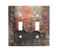 Plaque de protection pour double interrupteur - Texture vintage industrielle - Plastique marron - Taille standard - Décoration pour salon, chambre à coucher, bureau