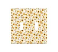 Plaque de protection pour interrupteur à bascule, 2 plaques murales de taille standard 11,4 x 11,4 cm, tournesol Shiba Inu - Plaque décorative pour double interrupteur