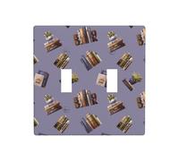 Plaque de protection pour interrupteur à bascule, 2 plaques murales de taille standard 11,4 x 11,4 cm, pour amateurs de livres, plantes, lecture, double interrupteur, plaque décorative, cache-prise