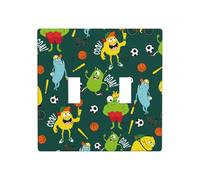 Plaque de protection pour interrupteur à bascule, 2 plaques murales de taille standard 11,4 x 11,4 cm, double interrupteur décoratif Sport Monster