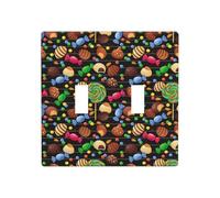 Plaque de protection pour interrupteur à bascule, 2 plaques murales de taille standard 11,4 x 11,4 cm, imprimé sucettes, grains de chocolat, double interrupteur décoratif, plaque murale