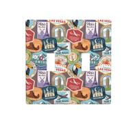Plaque de protection pour interrupteur à bascule, 2 plaques murales de taille standard 11,4 x 11,4 cm, motif timbre du monde - Plaque décorative pour interrupteur double
