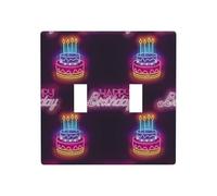 Plaque de protection pour interrupteur à bascule, 2 plaques murales de taille standard 11,4 x 11,4 cm, ampoule Happy Birthday pour double interrupteur, plaque décorative pour prise de courant