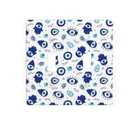 Plaque de protection pour interrupteur à bascule, 2 plaques murales de taille standard 11,4 x 11,4 cm, vintage bleu mauvais œil, plaque décorative pour double interrupteur, cache-prise murale