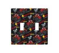 Plaque de protection pour interrupteur à bascule, 2 plaques murales de taille standard 11,4 x 11,4 cm, plaque décorative pour double interrupteur Monster Truck