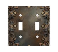 Plaque de protection pour interrupteur à bascule double en forme de fleur - Style vintage - En plastique - Marron - Taille standard - Pour nouvel appartement, maison, chambre à coucher, bureau