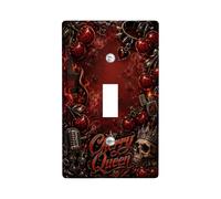 Plaque de protection pour interrupteur à bascule en forme de tête de mort - Cerises gothiques - Sans plastique rouge - Taille standard - Pour salon, chambre à coucher, maison ou bureau (simple)