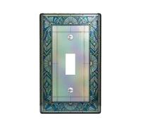 Plaque de protection pour interrupteur à bascule géométrique - Art vintage - Feuilles - Cercle - Sans plastique bleu - Taille standard - Pour nouvel appartement, maison, chambre à coucher, bureau