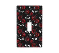 Plaque de protection pour interrupteur à bascule Motif roses noires blanches et rouges Taille standard 11,4 x 7 cm